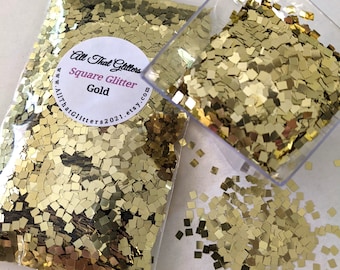 Cuadrado dorado metalizado con purpurina/confeti/purpurina gruesa