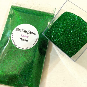 Green Laser Glitter / Fine Glitter / Solvent Resistant / Tumbler Glitter / Nail Art Glitter