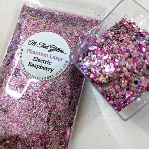 Frambuesa eléctrica / Purpurina holográfica / Confeti / Mezcla de purpurina gruesa / Purpurina para vasos / Purpurina para decoración de uñas