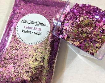 Color Shift Glitter/ Violet-Gold / Chunky Glitter Mix / Tumbler Glitter / Nail Art Glitter