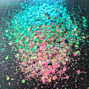 Tijd voor een feestje! Kleurverschuivende glitter / Chunky glittermix / Tumbler-glitter / Nail Art-glitter / Festivalglitter