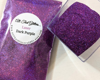 Purpurina láser de color morado oscuro / Purpurina fina / Purpurina para vasos / Purpurina para decoración de uñas