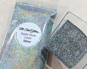 Purpurina láser superbrillante / plateada / purpurina superfina / resistente a disolventes / purpurina para vasos / purpurina para decoración de uñas