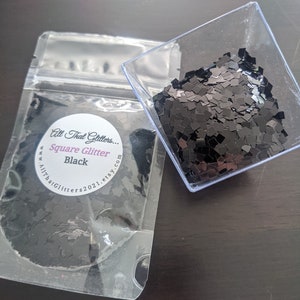 Cuadrado negro metalizado brillante/confeti/brillantina gruesa