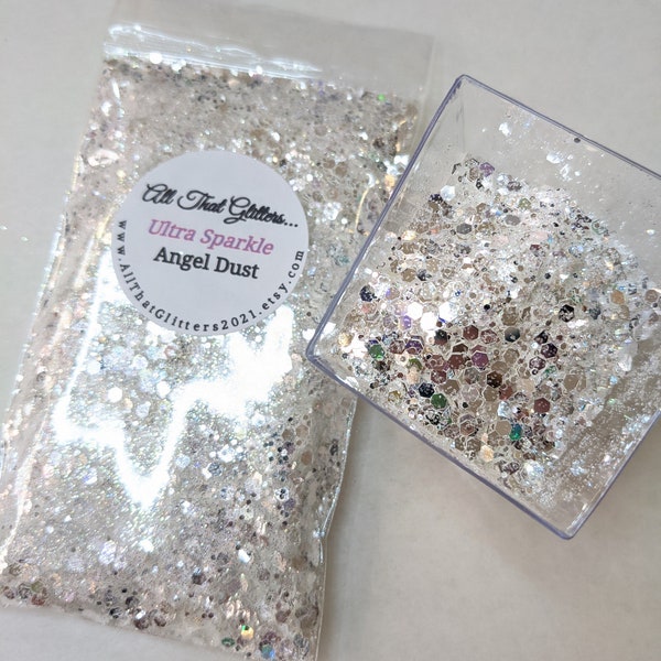 Angel Dust / Verspiegelter Silber High Sparkle Glitter / Chunky Glitter Mix / Tumbler Glitter / Nail Art Glitter