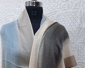 Pure Pashmina Self Stripes Shawl/cashmere Scarf Handwoven on Pure Pashmina Self Stripes Shawl/cashmere Scarf Handwoven on