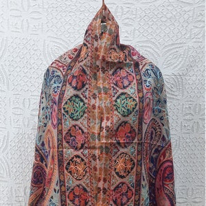 Kalamkari Pure Pashmina Hand Embroidered Shawl,HandPainted Embroidered Pure Cashmere Wrap,Kashmir Wraps,Rich Hippie Wraps,pashmina gift