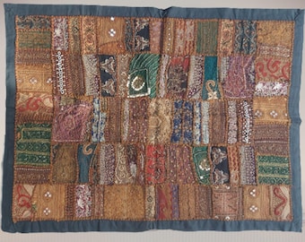 Wohndekor, handgemachter Patchwork-Wandbehang / Wandteppich, schwerer, handbestickter Wandteppich