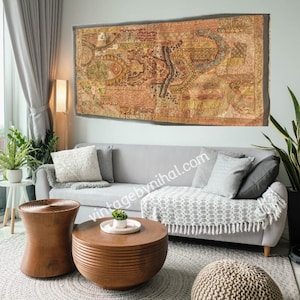 Vintage Home Decor, Pure Khambaliya Tapestry, Handmade Patchwork Wall Hanging/Tapestry,hand embroidered Tapestry, Wall Decor