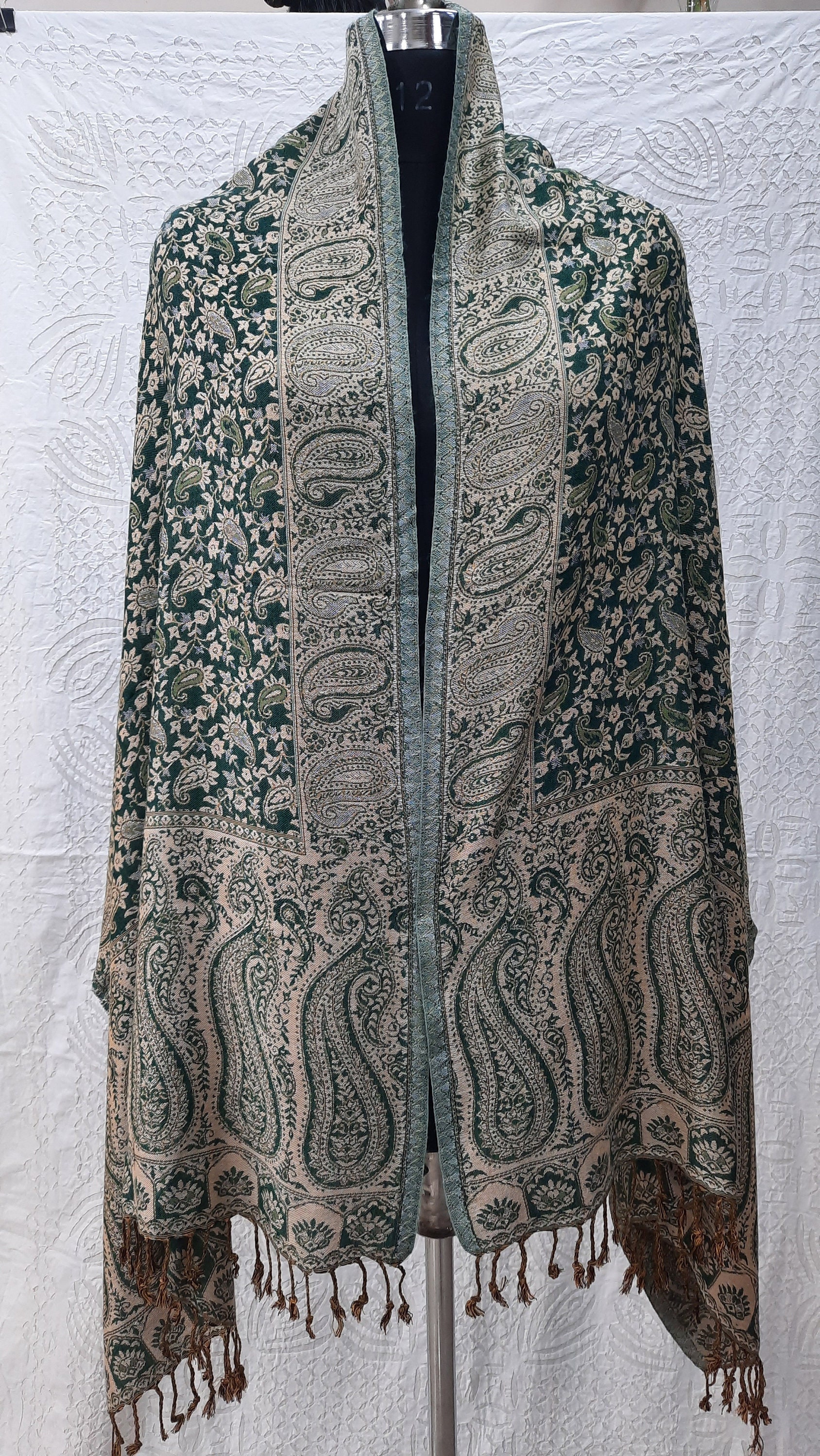 Yak Wool Shawl, Paisley Shawl, Handmade Floral Print, DOUBLE Yak Wool Shawl, Paisley Shawl, Handmade Floral Print, DOUBLE