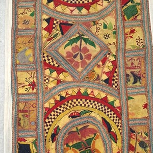 20 X 40 Antique Hand embroidered Suzani Tapestry -Toran -Door Valance - Home Decor