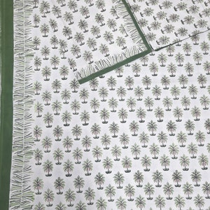 Indian hand block printed cotton bed-sheet with 2 pillow covers | Hand block printed flat sheet