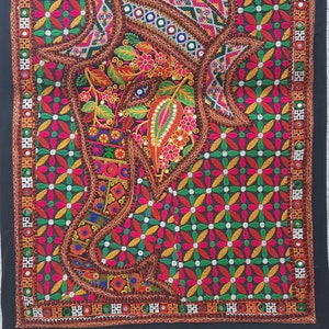 Indian Vintage Ganesha Hand Embroidered Tapestry Ganesh Embroidered Wall Hanging Wall Decor Home Decor Rajasthani Hand Crafted Wall Piece