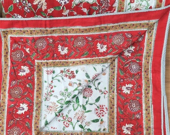 Beautiful Floral Print Reversible Dohar Hand Block Print Cotton Dohar Indian Ac Quilt Blanket Kantha Throw Hand Printed Blanket Throw