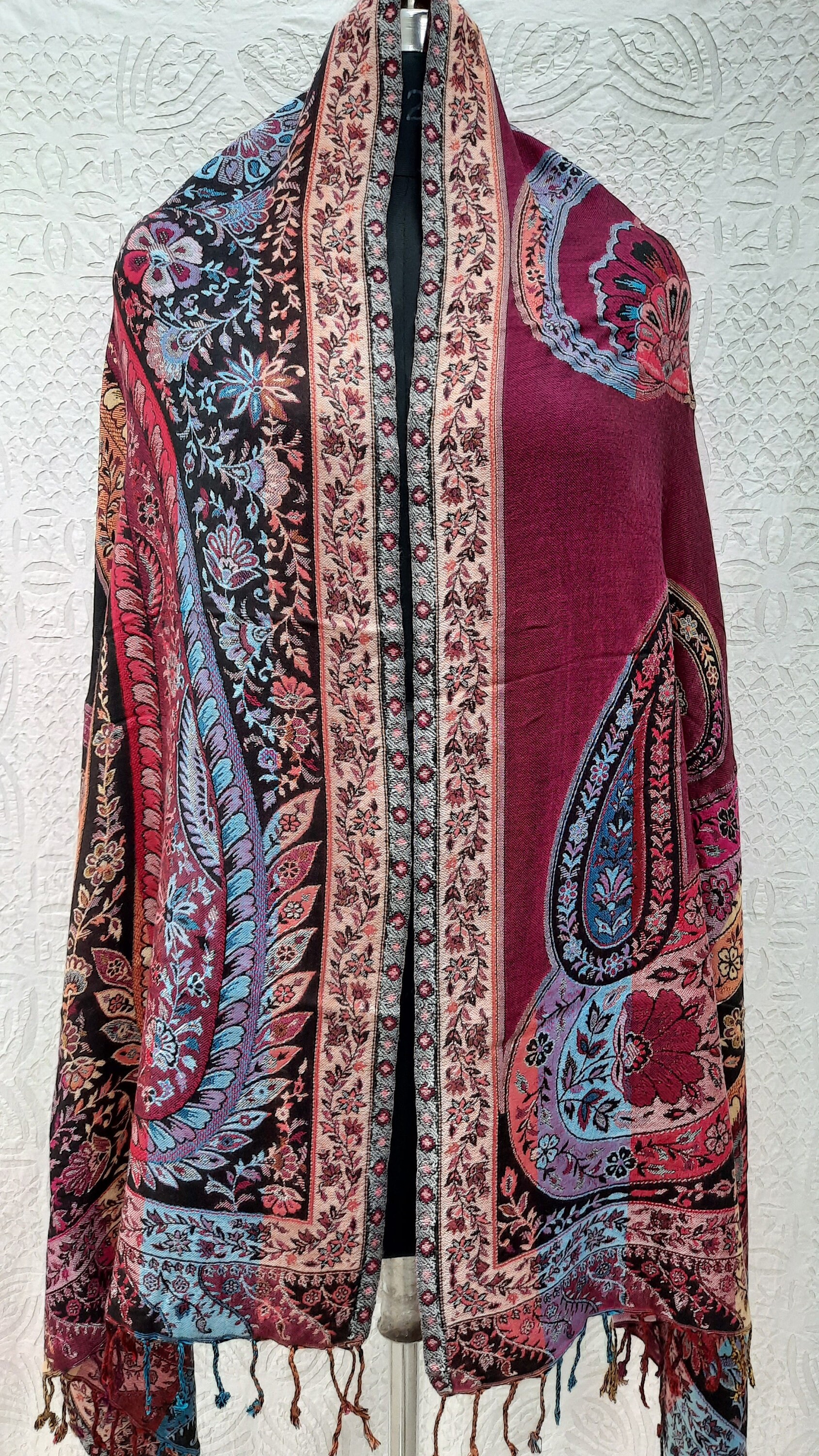 Yak Wool Shawl, Paisley Shawl, Handmade Floral, Pashmina Yak Wool Shawl, Paisley Shawl, Handmade Floral, Pashmina