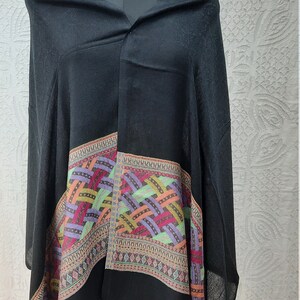 Phulkari Silk Pashmina Self design Shawls/Cashmere Scarf/Soft, Shiny Pashmina Scarf,Lightweight Pashmina Shawl, Easter gift,Christmas Gift