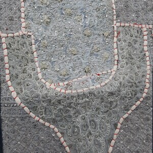 Dekorativ lapptäckslöpare, indisk vintage bomullslapptäckslöpare, väggbonad, handgjord i Rajasthan, broderad boho-tapet bild 7