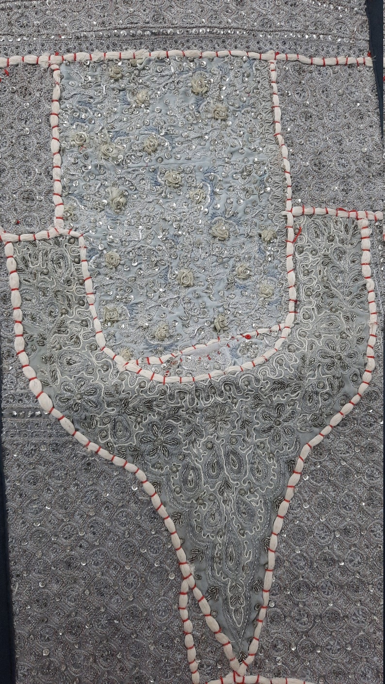 Dekorativ lapptäckslöpare, indisk vintage bomullslapptäckslöpare, väggbonad, handgjord i Rajasthan, broderad boho-tapet bild 7
