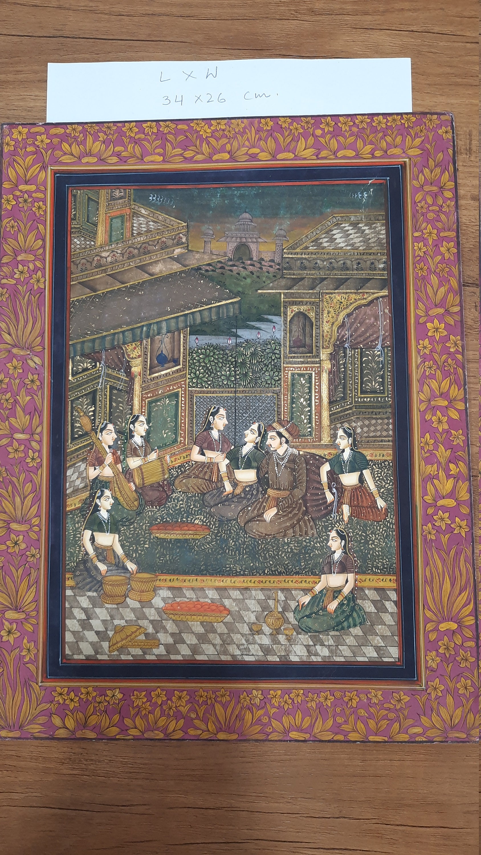Feine Miniaturmalerei von Mughal-Liebhabern handgemachtes Bild