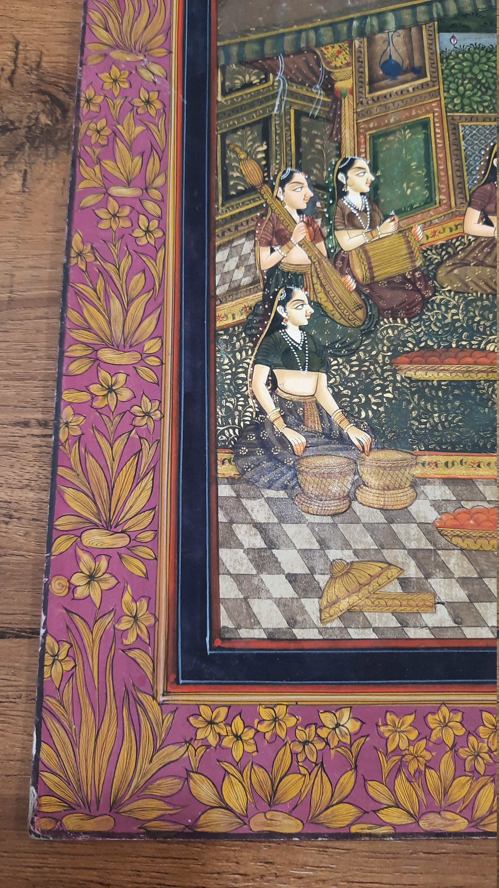 Feine Miniaturmalerei von Mughal-Liebhabern handgemachtes Bild
