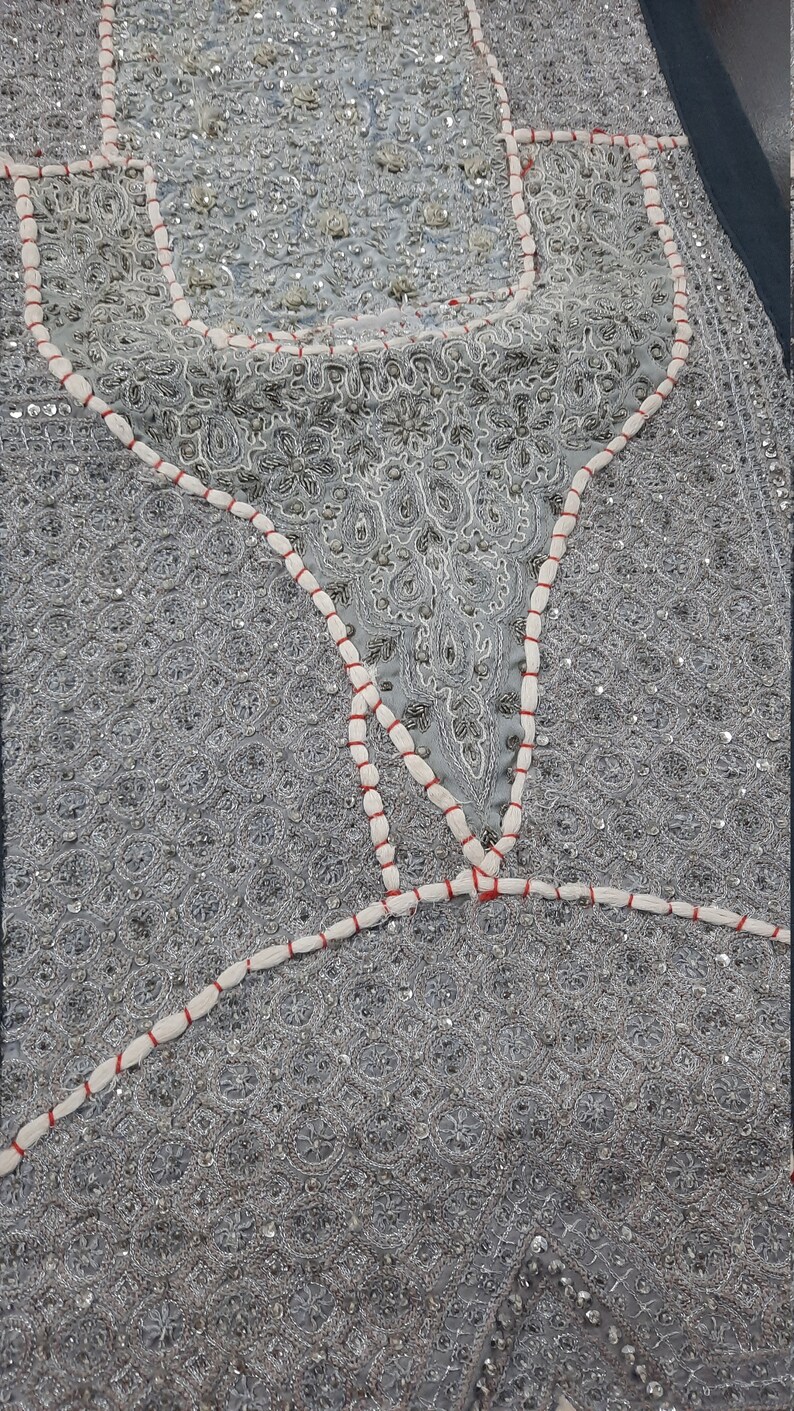 Dekorativ lapptäckslöpare, indisk vintage bomullslapptäckslöpare, väggbonad, handgjord i Rajasthan, broderad boho-tapet bild 9