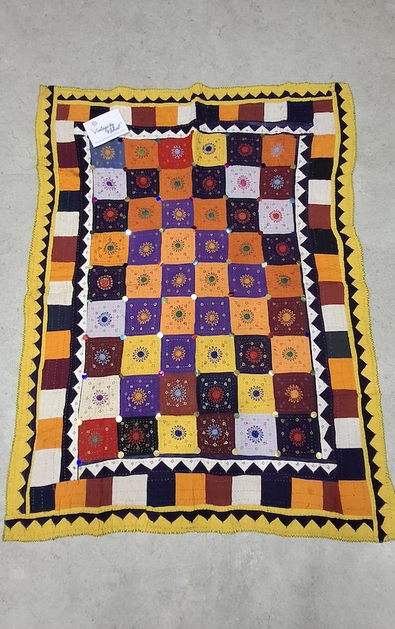 Beautiful Handmade Sindhi Tukri Ralli, Kantha Handmade Reversible