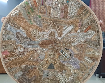 60x90 手刺繍の象のパッチワーク、エスニックな壁掛け、インドの壁掛け