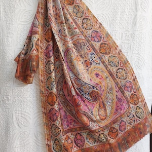 Pure Pashmina Hand Embroidered Shawl,Hand Painted Hunting Pure Cashmere Wrap,Kashmir Wraps,Rich Hippie Wraps,pashmina gift