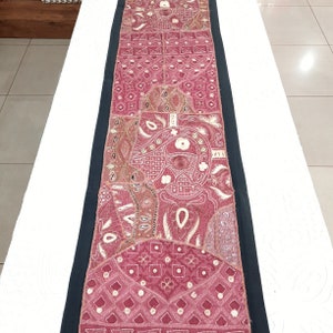 Decorative Patchwork Runner,Indian vintage cotton patchwork table runner, wall hanging, handmade in Rajasthan, embroidered bohemian tapestry