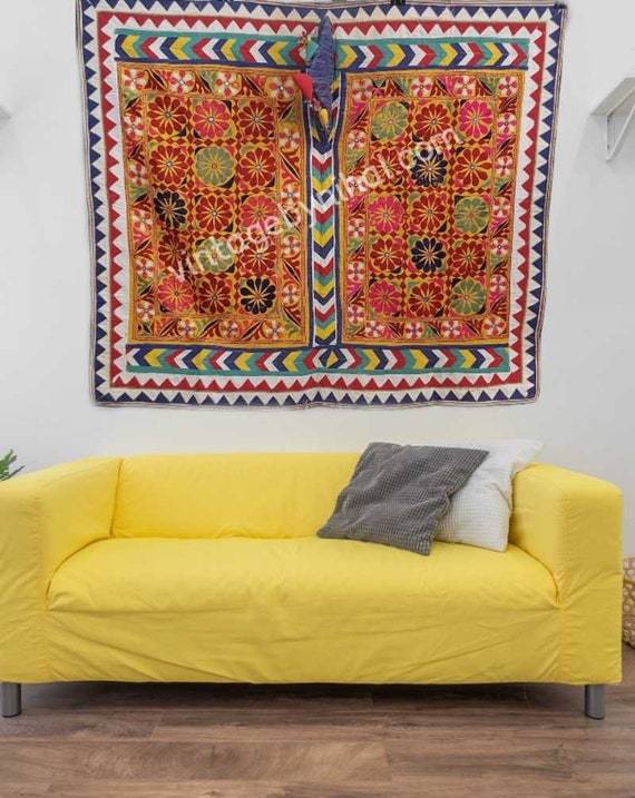 Traditional Kutch Hand Embroidered Vintage Throw, 