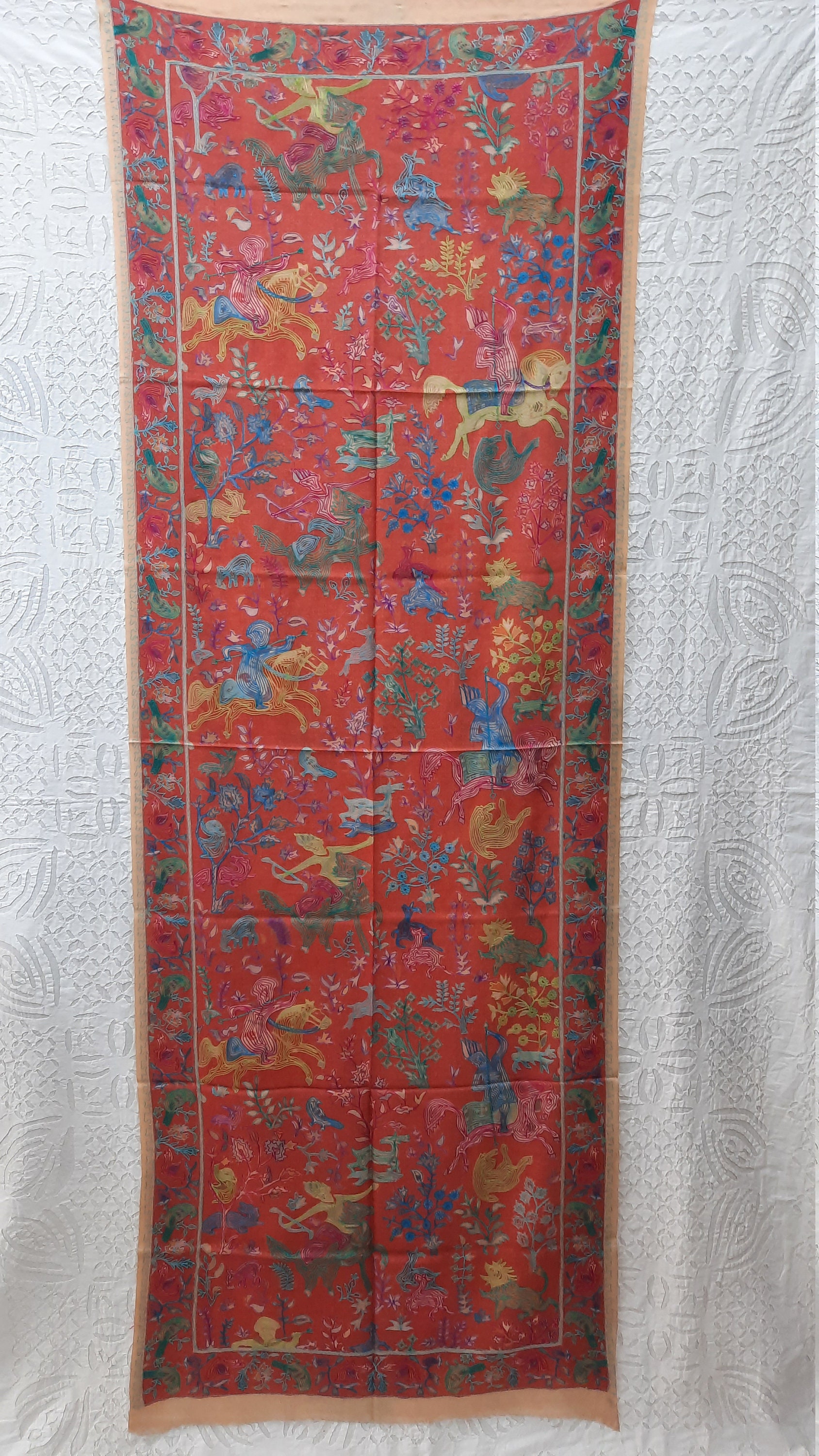 Pure Pashmina Hand Embroidered Shawl,hand Painted Village Pure Pashmina Hand Embroidered Shawl,hand Painted Village