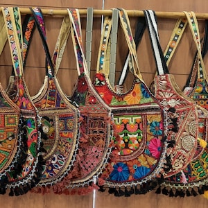 2 Pcs. Bohemian style medium sized Embroidered banjara travel bag, Vintage bag, Patchwork bag, Indian bag, Detail Embroidery vintage textile