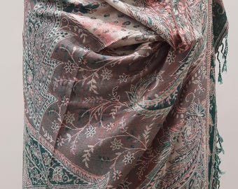 Meditation Yak wool shawl, Paisley Reversible Large Shawl, Winter Sofa Throw/Handmade unisex Reversible blanket,Christmas gift