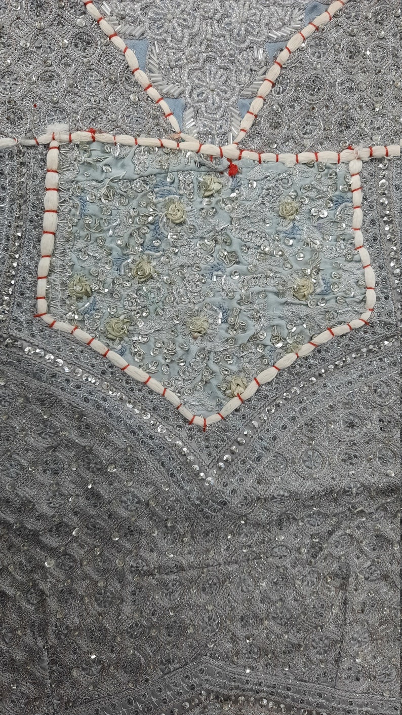 Dekorativ lapptäckslöpare, indisk vintage bomullslapptäckslöpare, väggbonad, handgjord i Rajasthan, broderad boho-tapet bild 5