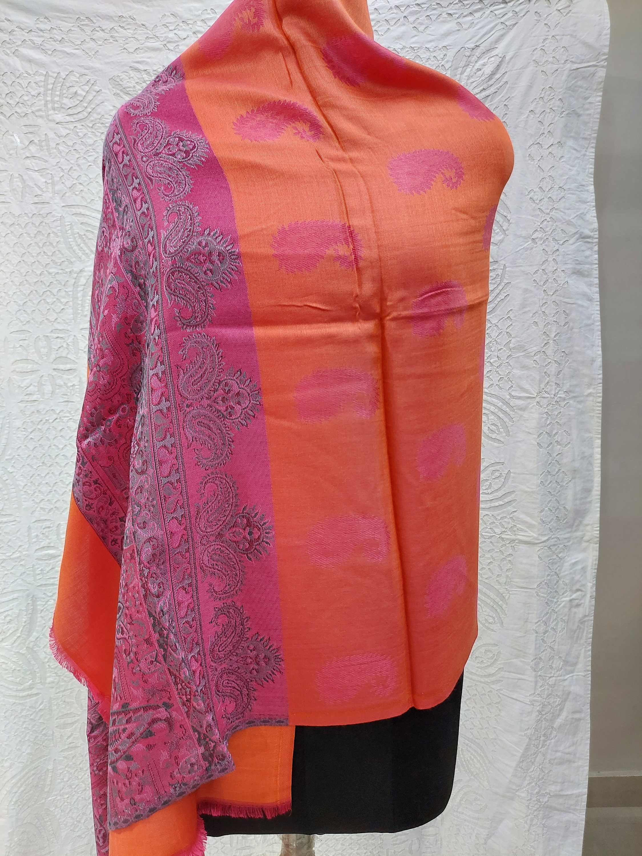 Pure Silk Pashmina Shawls/Cashmere Scarf/ Self Paisley design | Etsy