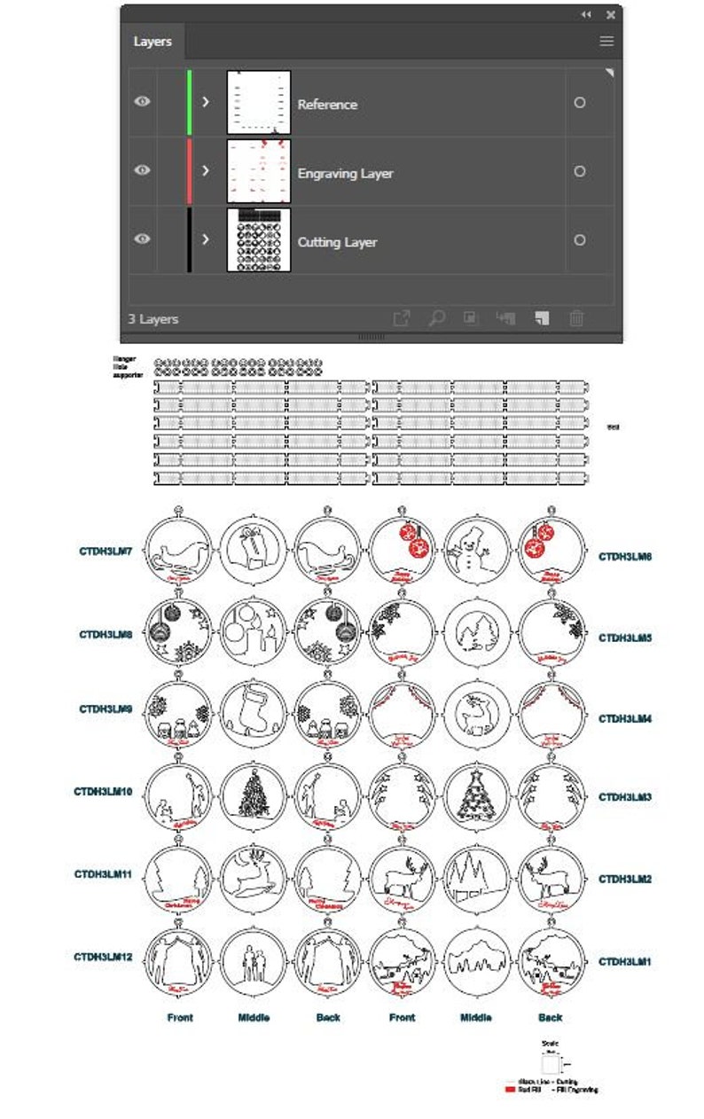 12 files 3 layer Mini Bundle Tree Decoration SVG Vector Laser Cut Hanging Bauble Ornament Craft Christmas tree ball digital download carving image 5