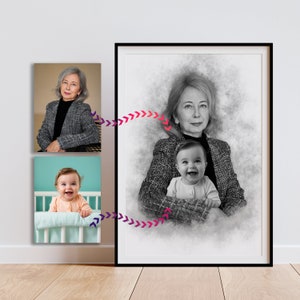 Add Loved One to Photo, Combine Photos, Loss of Father-Mother, Memorial Gift for Dad Mom, Family Portrait From Photos, Father&#39;s Day Gift