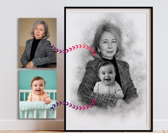 Liebsten zum Foto hinzufügen, Fotos kombinieren, Verlust von Vater-Mutter, Gedenkgeschenk für Papa Mama, Familienporträt von Fotos, Weihnachtsgeschenk