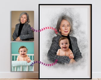 Add Deceased One to Photo, Family Portrait from Photos, Add Loved One to Photo, Combine Photos, Memorial Gift for Dad Mom, Christmas Gift