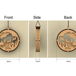 Laser cut file of double-sided multilayered baubles. best choice for Christmas tree as hanging balls decoration in wood. Reindeer, rabbits, snowman, party theme more available. Christmas ornaments wooden laser cut decoration