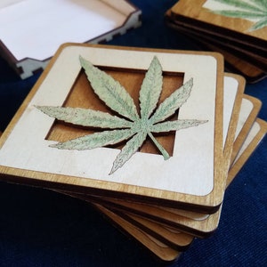 SVG FILE DOWNLOAD Coasters Marijuana Leaf Coaster Design In 3 Styles Glowforge 3D Laser Printer Ready