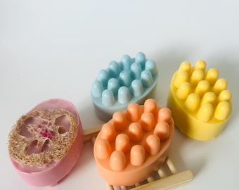 Goat Milk Loofah Soaps/Massage Body Soap Bar/Exfoliating Bar Soap/Goat milk soap massage bars/Gift For Her/Spa Gift/Loofah Soaps