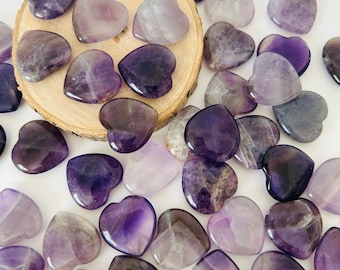 Mini  1"  Amethyst Heart Stone,Heart Shaped Stone |Mini Heart Amethyst  Crystal-polished pocket stone,Worry Stone,Gift for Crystal Lovers