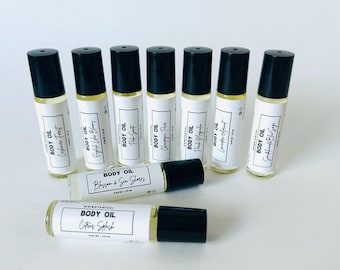 Mini Roll-On Body Oil/ Stocking Stuffer/Body Oil, Scented Lightweight Dry Body Oil/Spa Gift/Gift for her/Mini Body Oil Roller