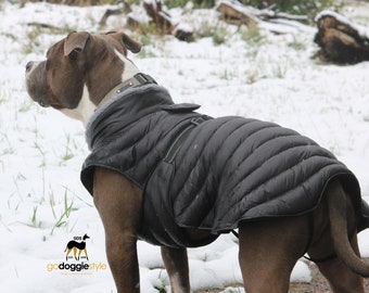 Extreme Weather Waterproof Puffer Dogname Coat Embroidery Black Warm Fleece Lined Winter Dogsweater Jacket Personally Custom Gift For Dog