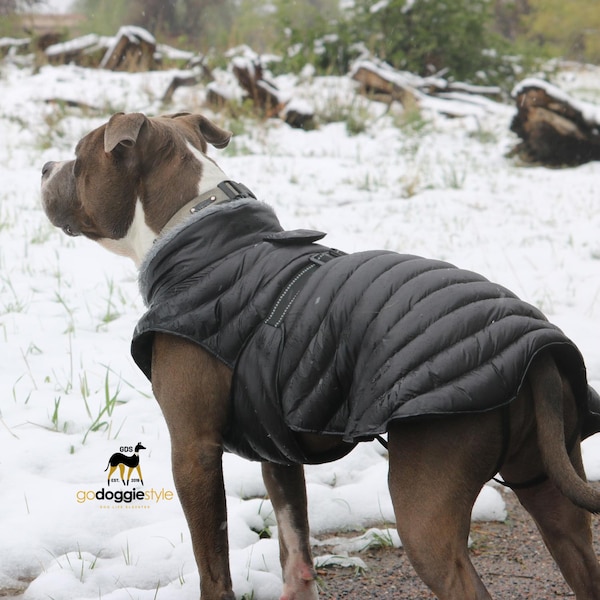 Extreme Weather Waterproof Puffer Dogname Coat Embroidery Black Warm Fleece Lined Winter Dogsweater Jacket Personally Custom Gift For Dog