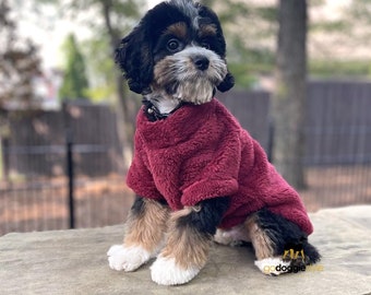 Dog Sweater Soft Plush Lightweight Pullover - Burgundy - Thick Warm Soft Small Dog Shirt Sweater - Dog Sweater Medium Dog - Size XS to 4XL