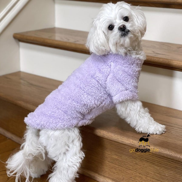 Super Soft Plush Lightweight Pullover Dog Sweater - Lavender- Thick Warm Soft Dog Shirt Sweater - Free Name Embroidery - Size XS to 4XL