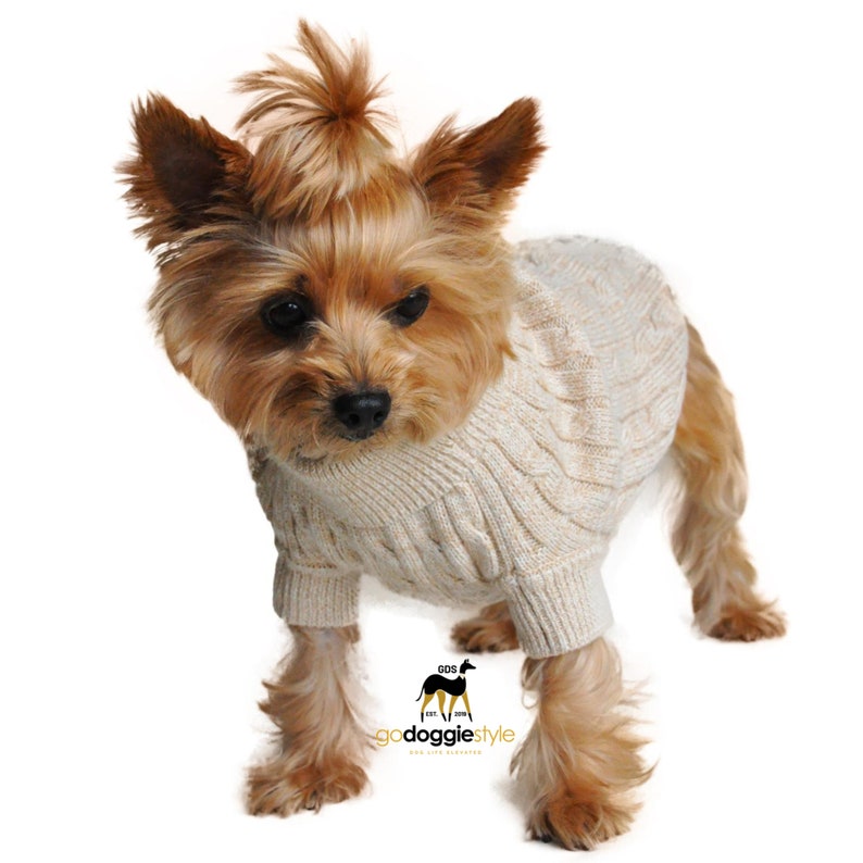 100% Combed Cotton Cable Knit Dog Sweater Free Embroidery Oatmeal Fall Winter Shirt Warm Soft Personally Custom Gift For Dog image 7