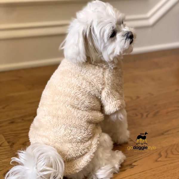 Super Soft Plush Lightweight Pullover Dog Sweater - Cream - Thick Warm Soft Dog Shirt Sweater - Small Dog Sweater Warm Soft - Size XS to 4XL